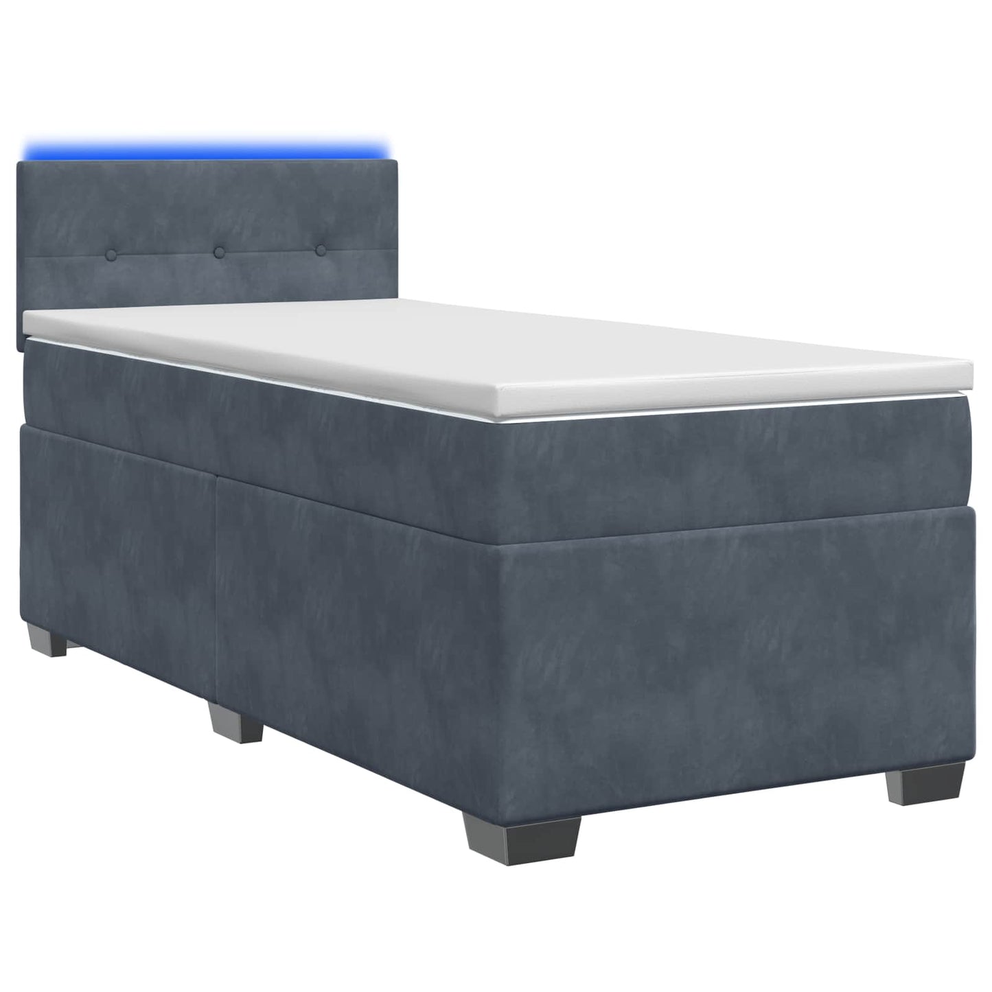 Boxspringbett mit Matratze und LED Dunkelgrau Einzeln Samt