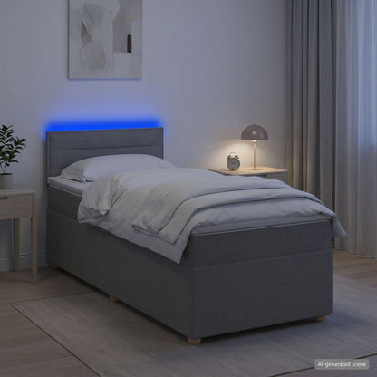 Boxspringbett mit Matratze Hellgrau 90 x 190 cm Stoff