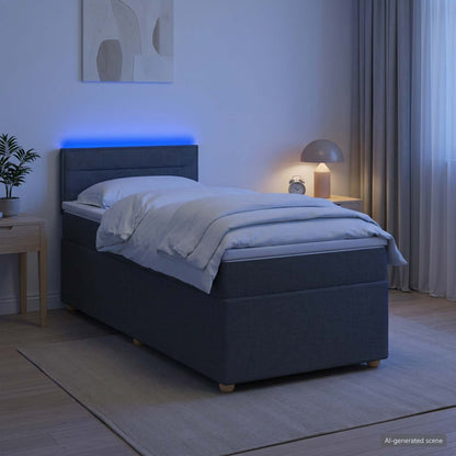 Boxspringbett mit Matratze Dunkelgrau 90 x 200 cm Stoff