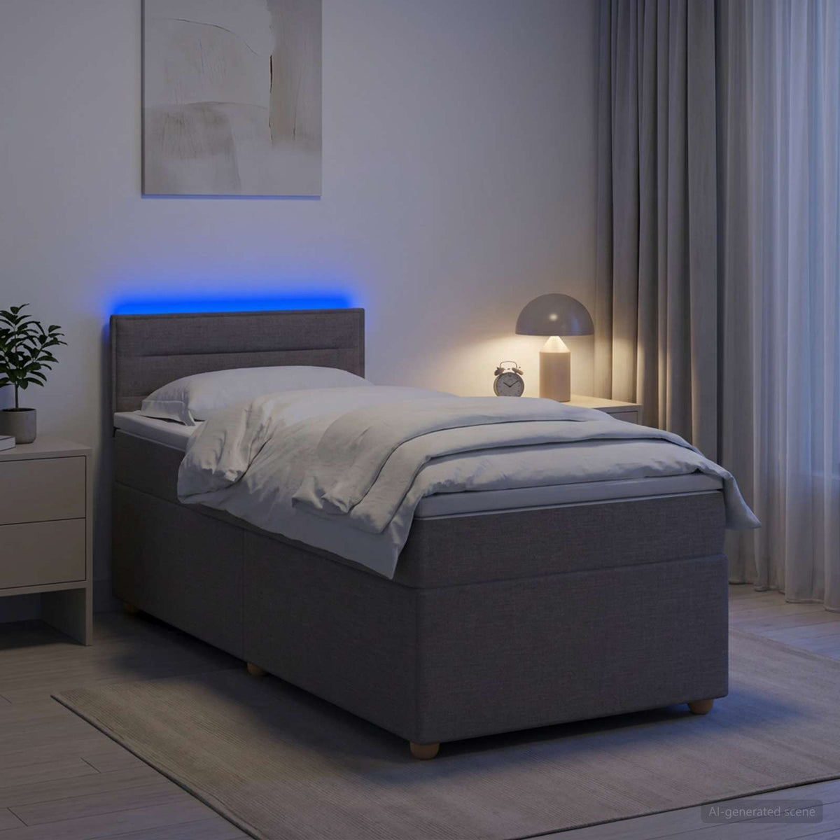 Boxspringbett mit Matratze mit Kopfteil Taupe 90 x 190 cm Stoff