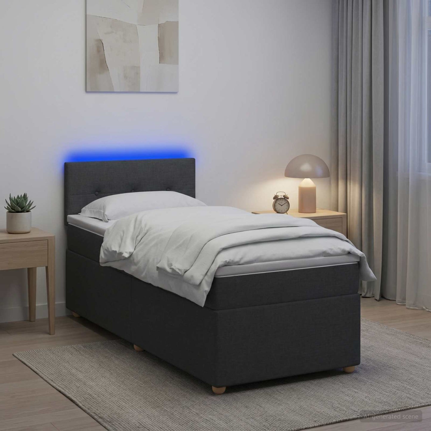 Boxspringbett mit Matratze Dunkelgrau 100 x 200 cm Stoff