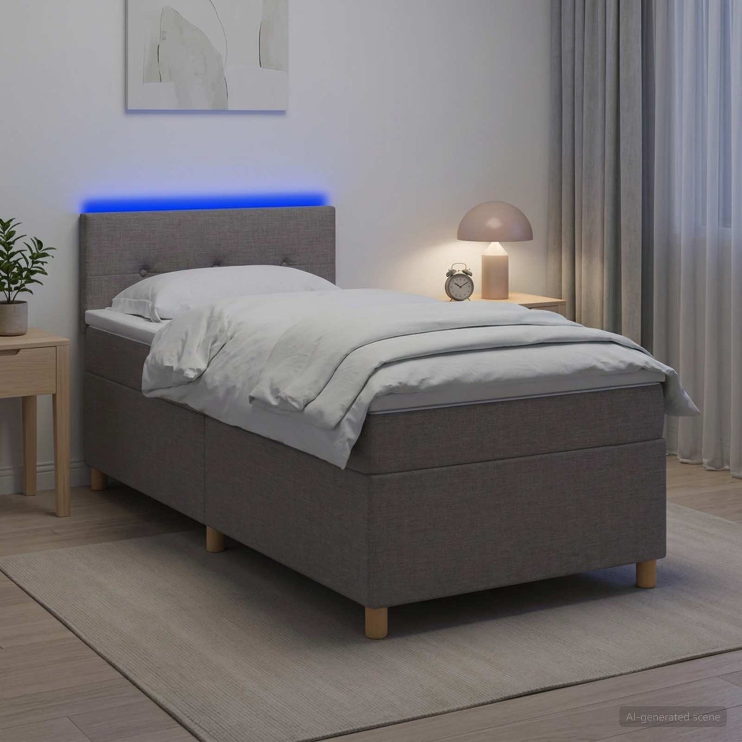 Boxspringbett mit Matratze mit Kopfteil Taupe 90 x 190 cm Stoff