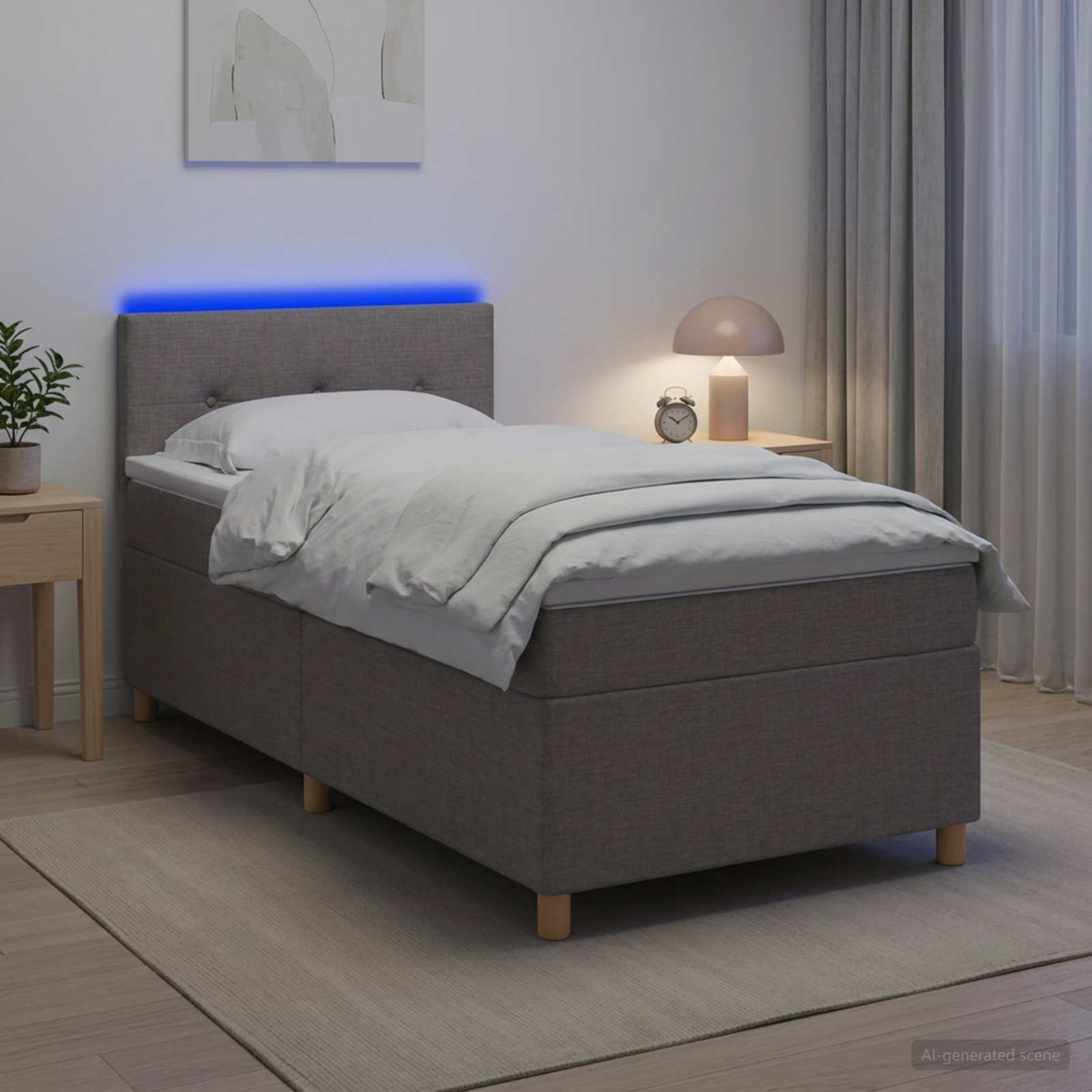 Boxspringbett mit Matratze mit Kopfteil Taupe 90 x 200 cm Stoff