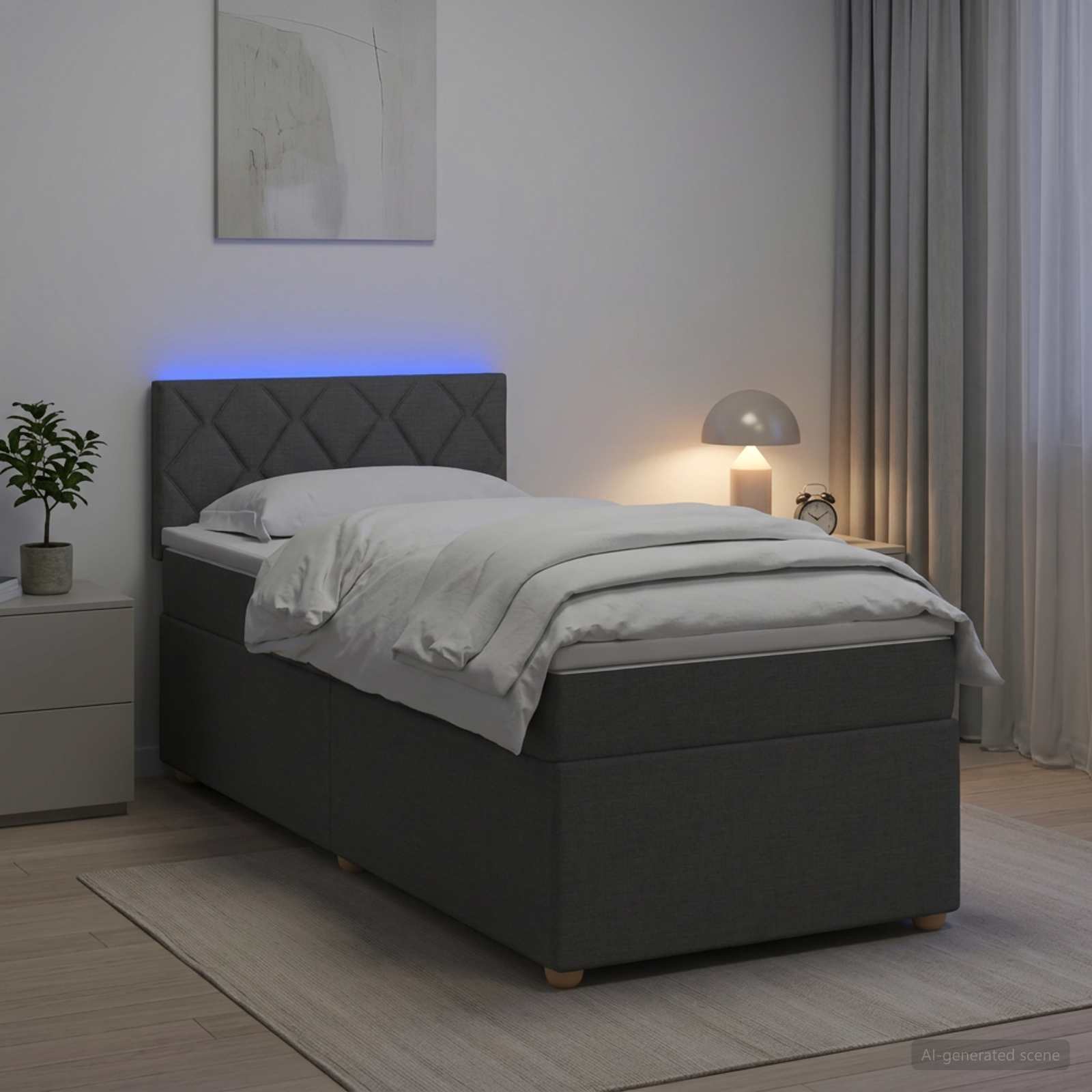 Boxspringbett mit Matratze Dunkelgrau 80 x 200 cm Stoff