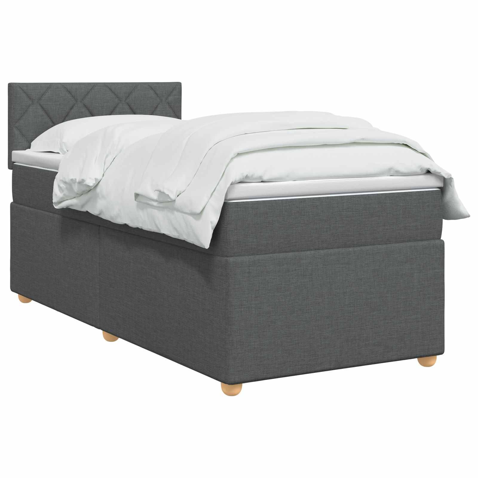 Boxspringbett mit Matratze Dunkelgrau 80 x 200 cm Stoff