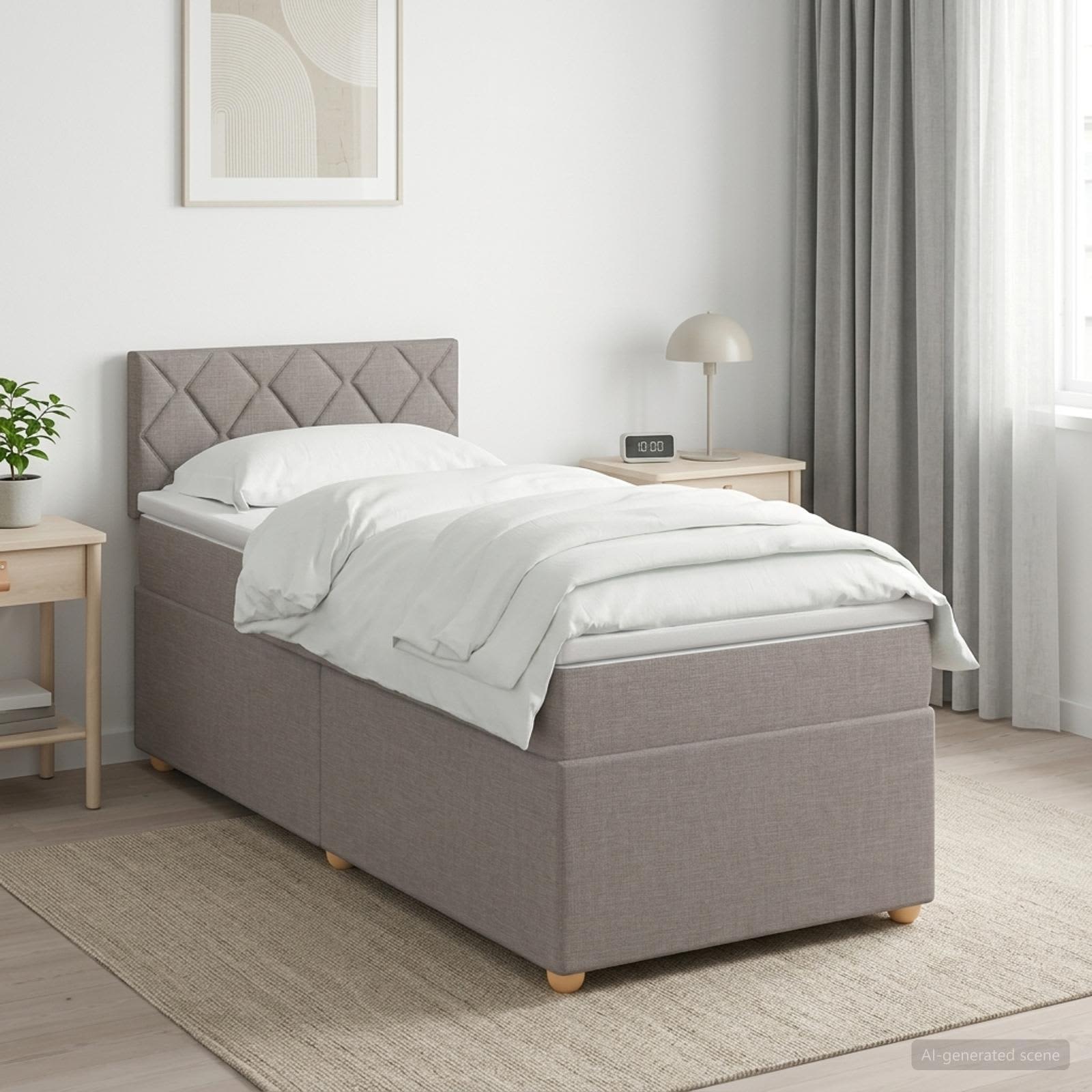Boxspringbett mit Matratze mit Kopfteil Taupe 90 x 200 cm Stoff