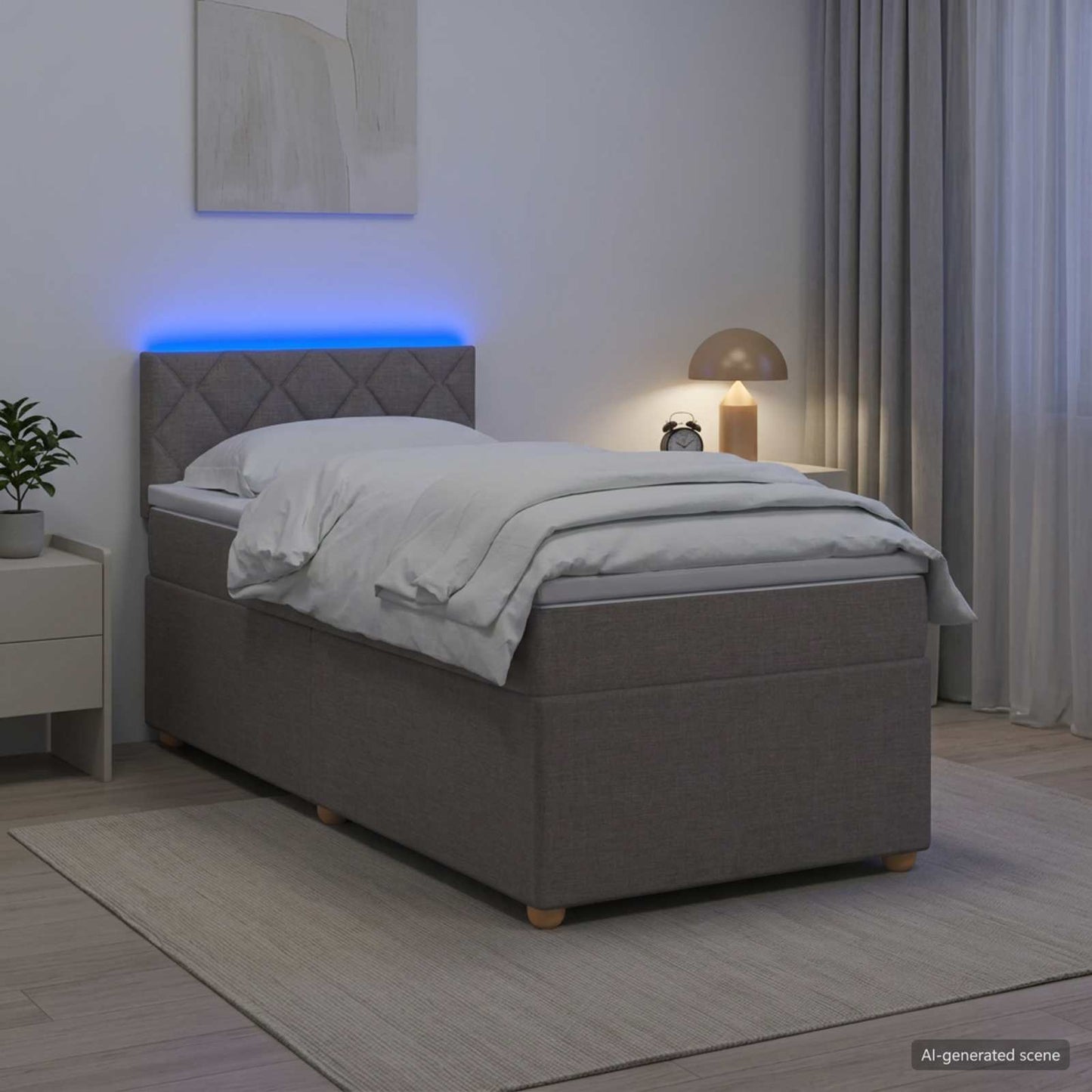 Boxspringbett mit Matratze mit Kopfteil Taupe 90 x 200 cm Stoff