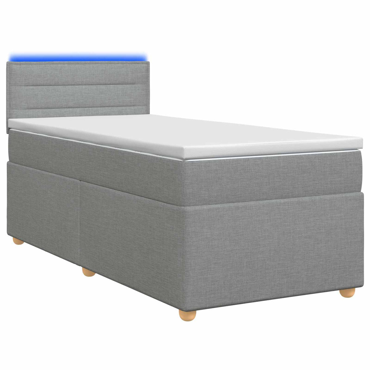 Boxspringbett mit Matratze Hellgrau 90 x 190 cm Stoff