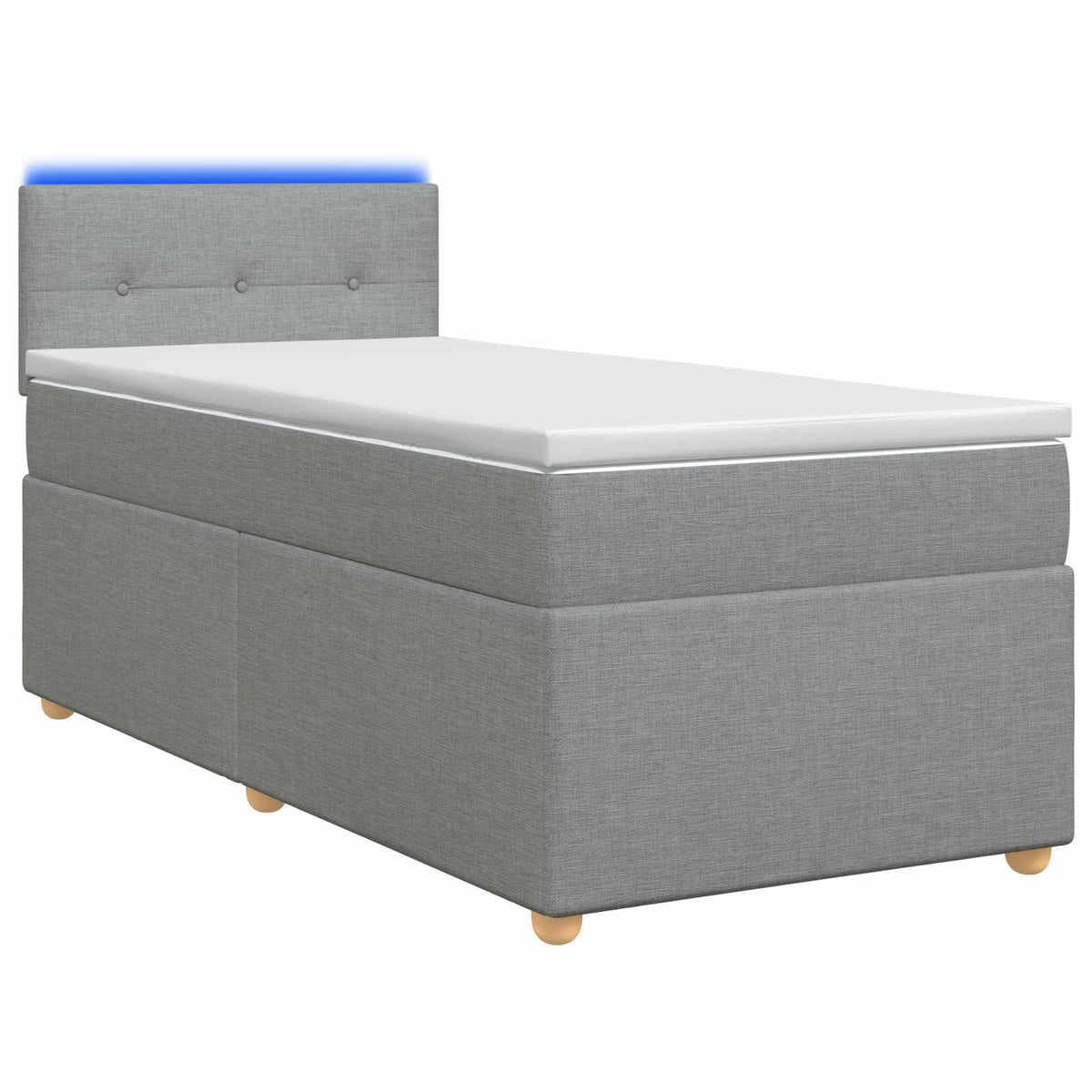 Boxspringbett mit Matratze Hellgrau 90 x 200 cm Stoff