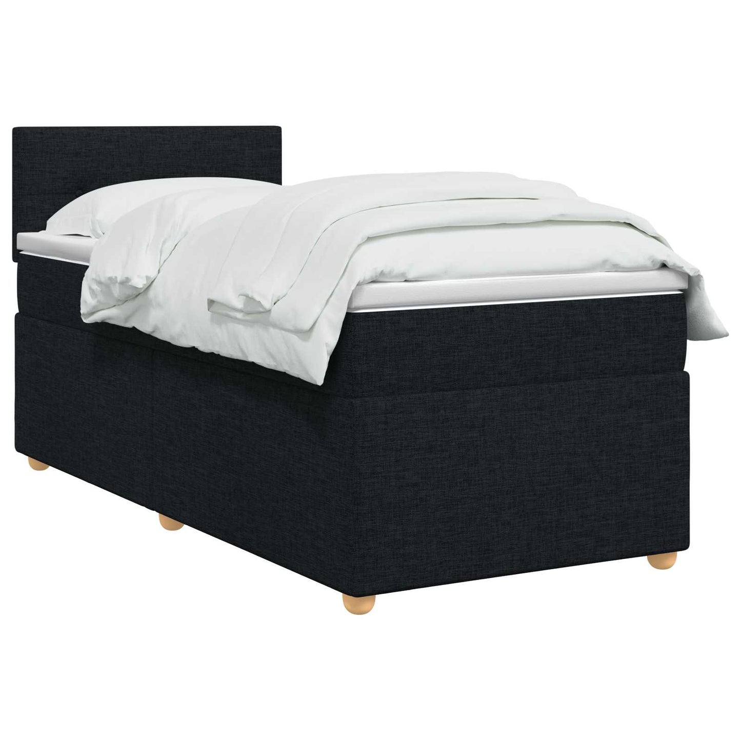 Boxspringbett mit Matratze Schwarz 90 x 200 cm Stoff
