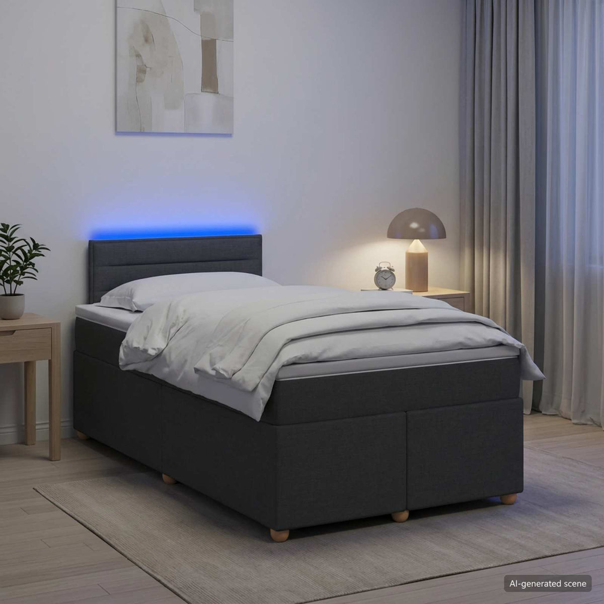 Boxspringbett mit Matratze Dunkelgrau 120 x 200 cm Stoff
