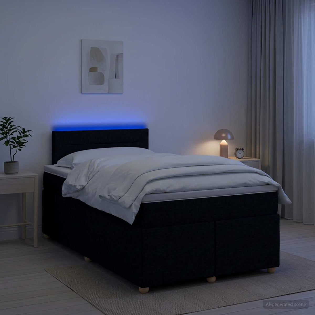 Boxspringbett mit Matratze Schwarz 120 x 190 cm Stoff