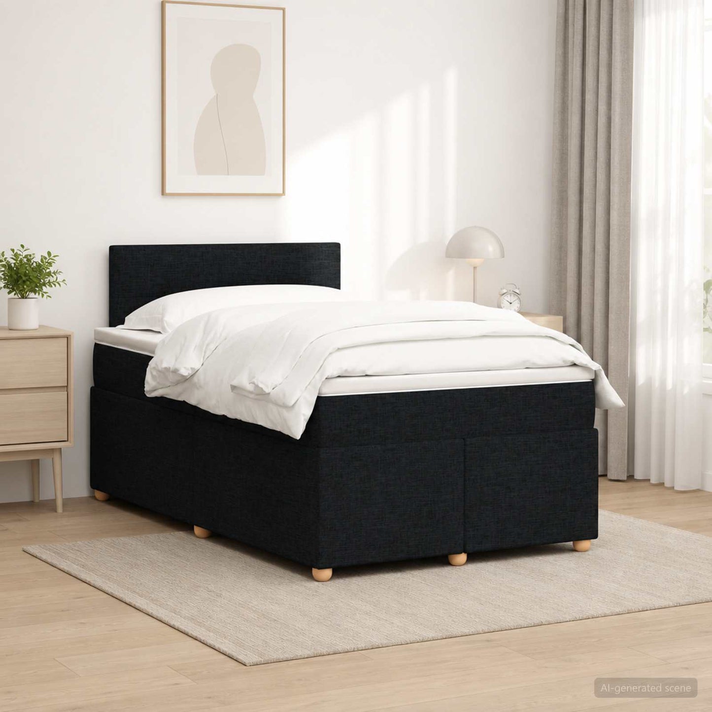 Boxspringbett mit Matratze Schwarz 120 x 190 cm Stoff