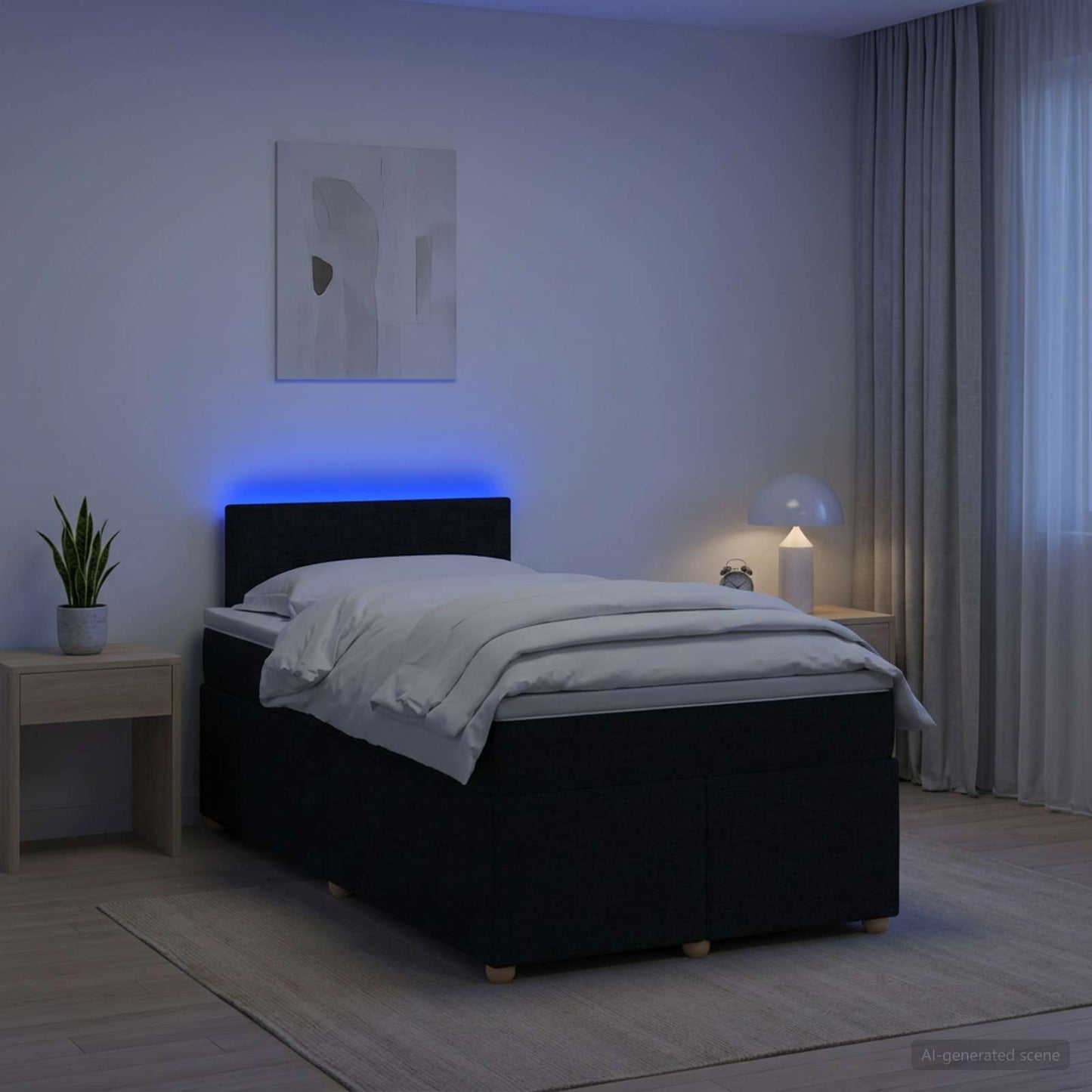 Boxspringbett mit Matratze Schwarz 120 x 190 cm Stoff