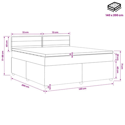 Boxspringbett mit Matratze Hellgrau 140 x 200 cm Stoff