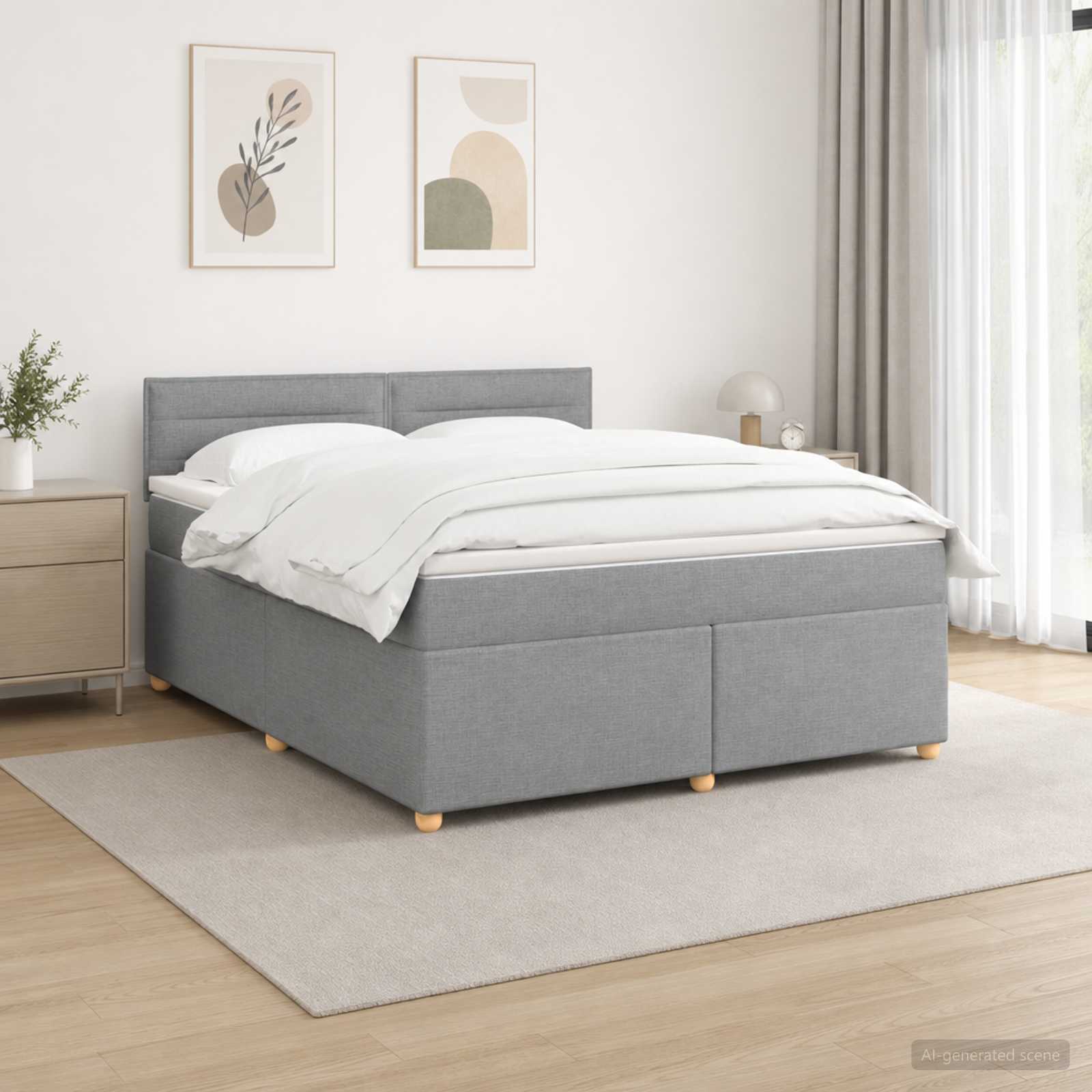 Boxspringbett mit Matratze Hellgrau 140 x 200 cm Stoff