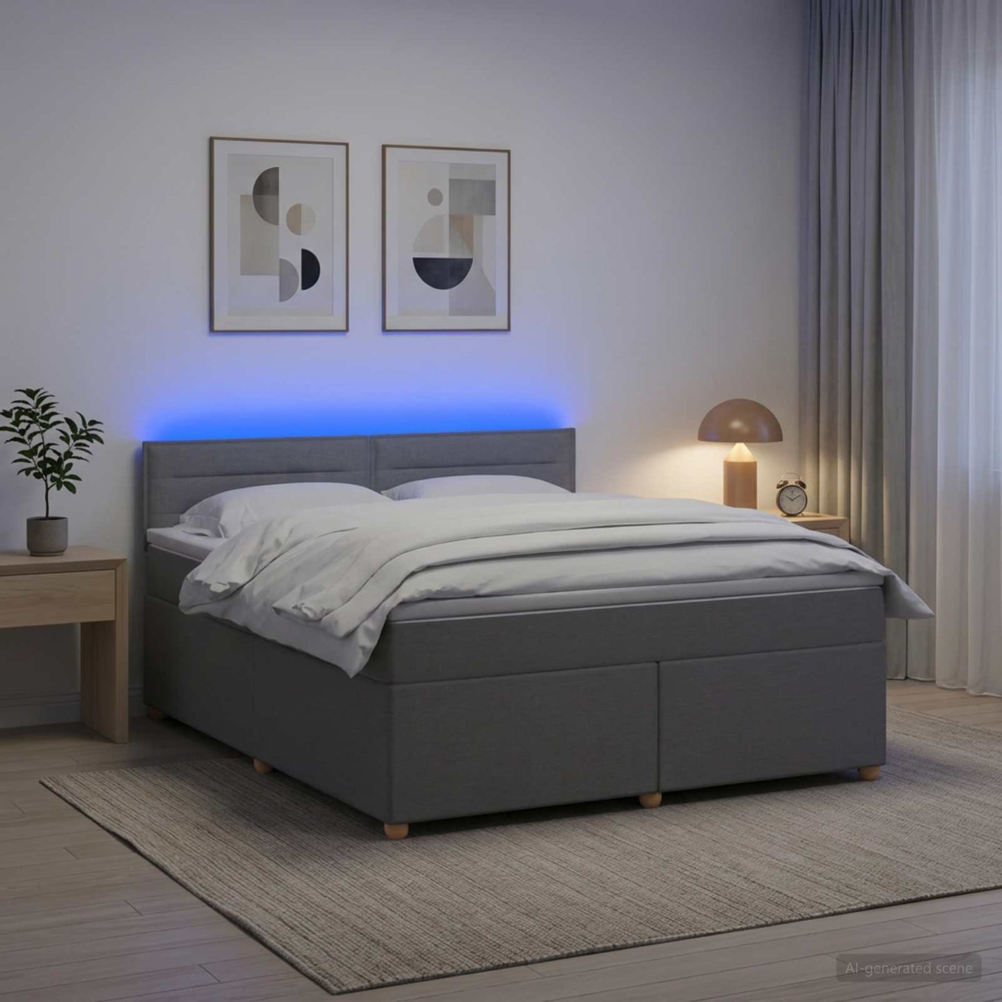 Boxspringbett mit Matratze Hellgrau 140 x 200 cm Stoff