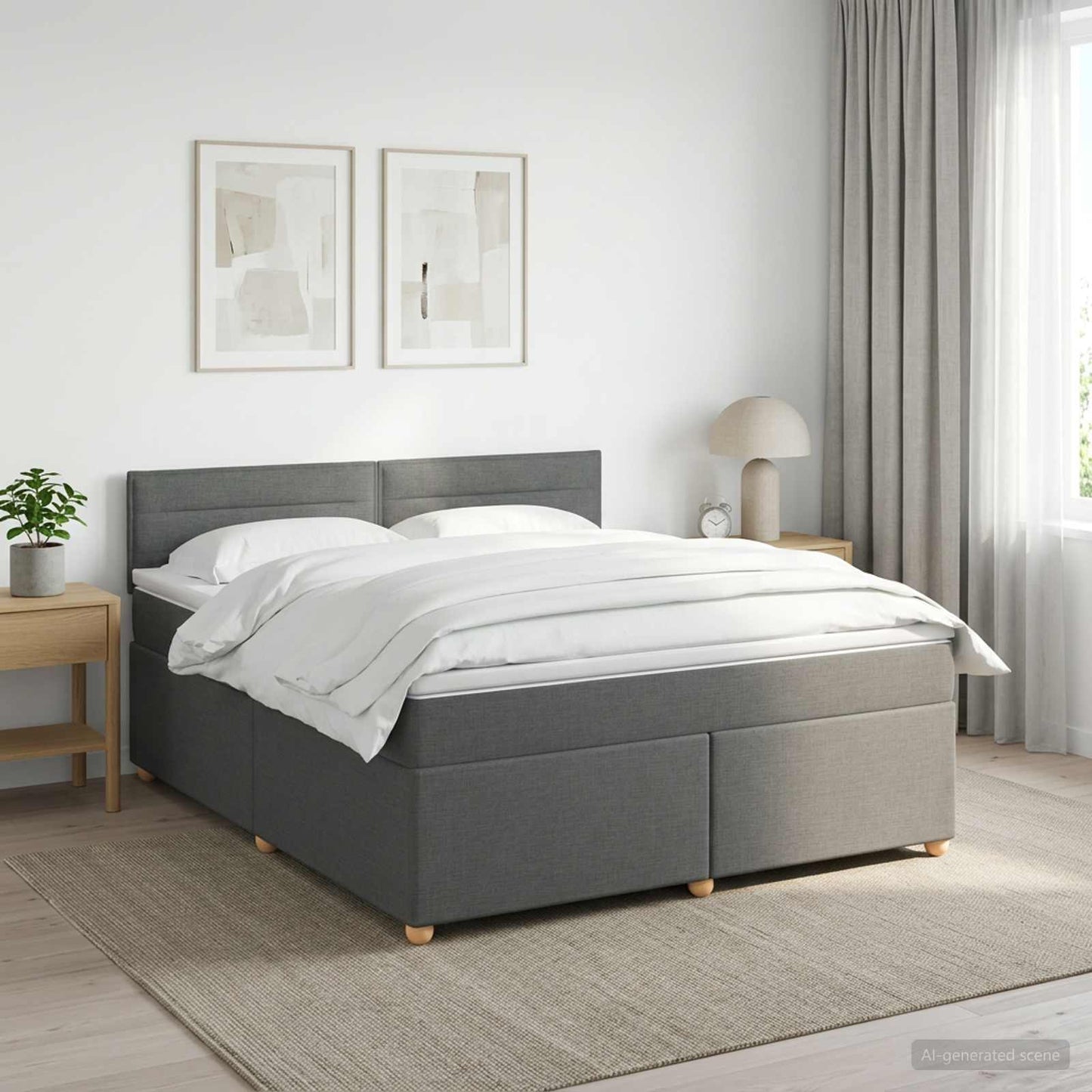 Boxspringbett mit Matratze Dunkelgrau 140 x 190 cm Stoff