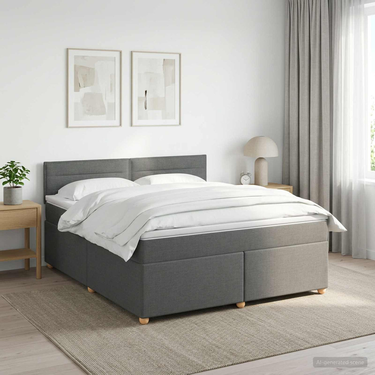 Boxspringbett mit Matratze Dunkelgrau 160 x 200 cm Stoff