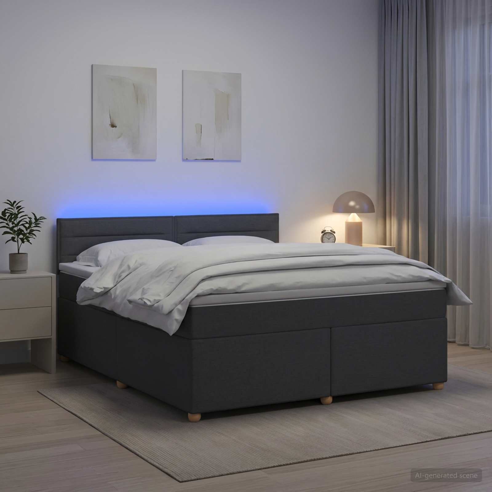Boxspringbett mit Matratze Dunkelgrau 140 x 190 cm Stoff