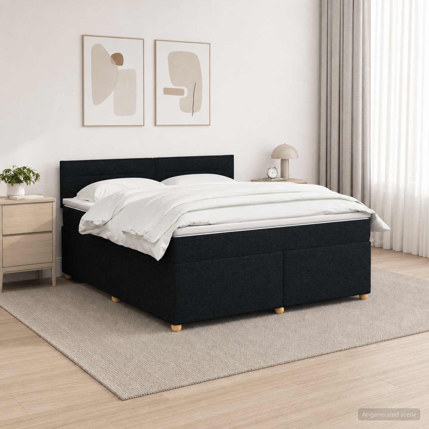 Boxspringbett mit Matratze Schwarz 140 x 190 cm Stoff