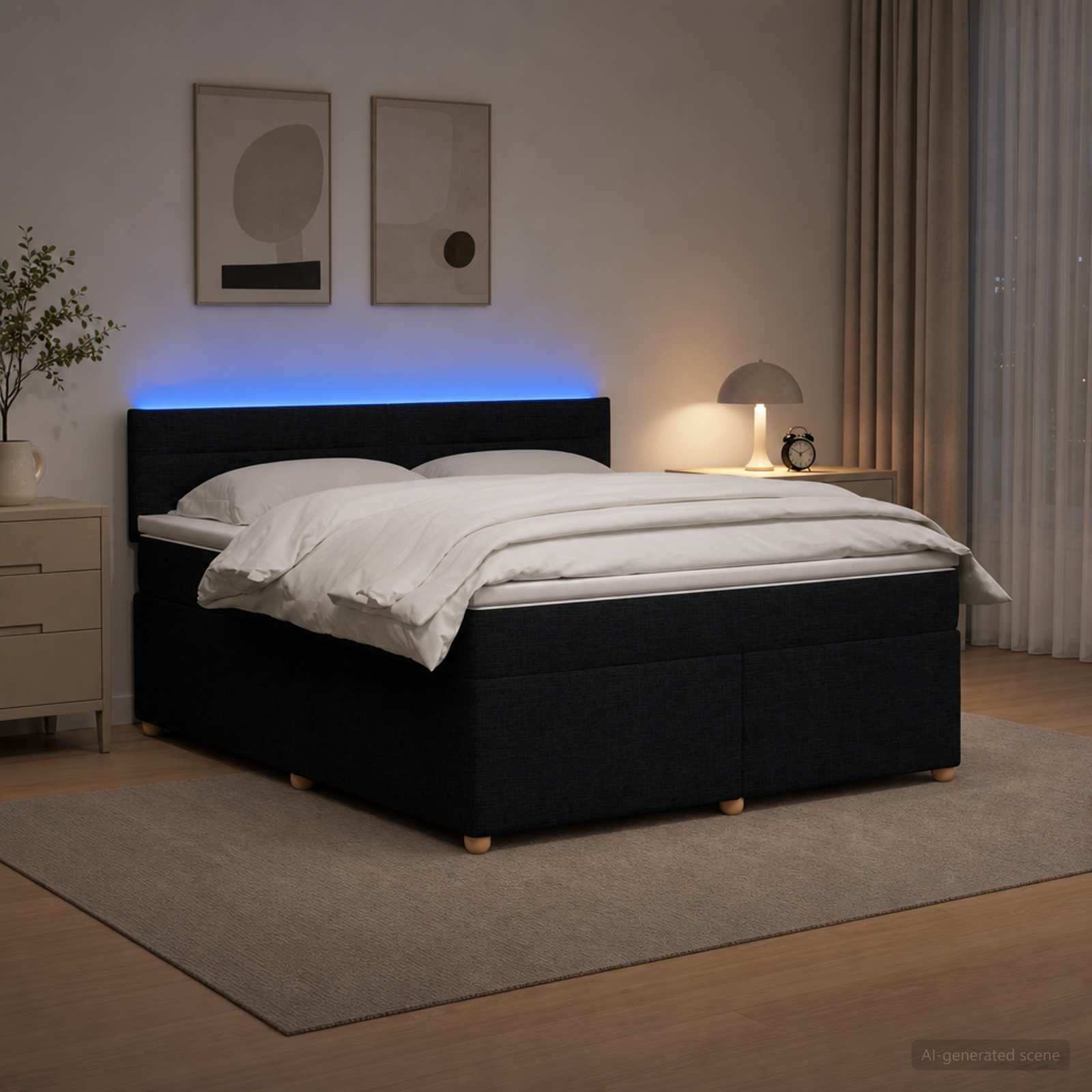 Boxspringbett mit Matratze Schwarz 140 x 190 cm Stoff