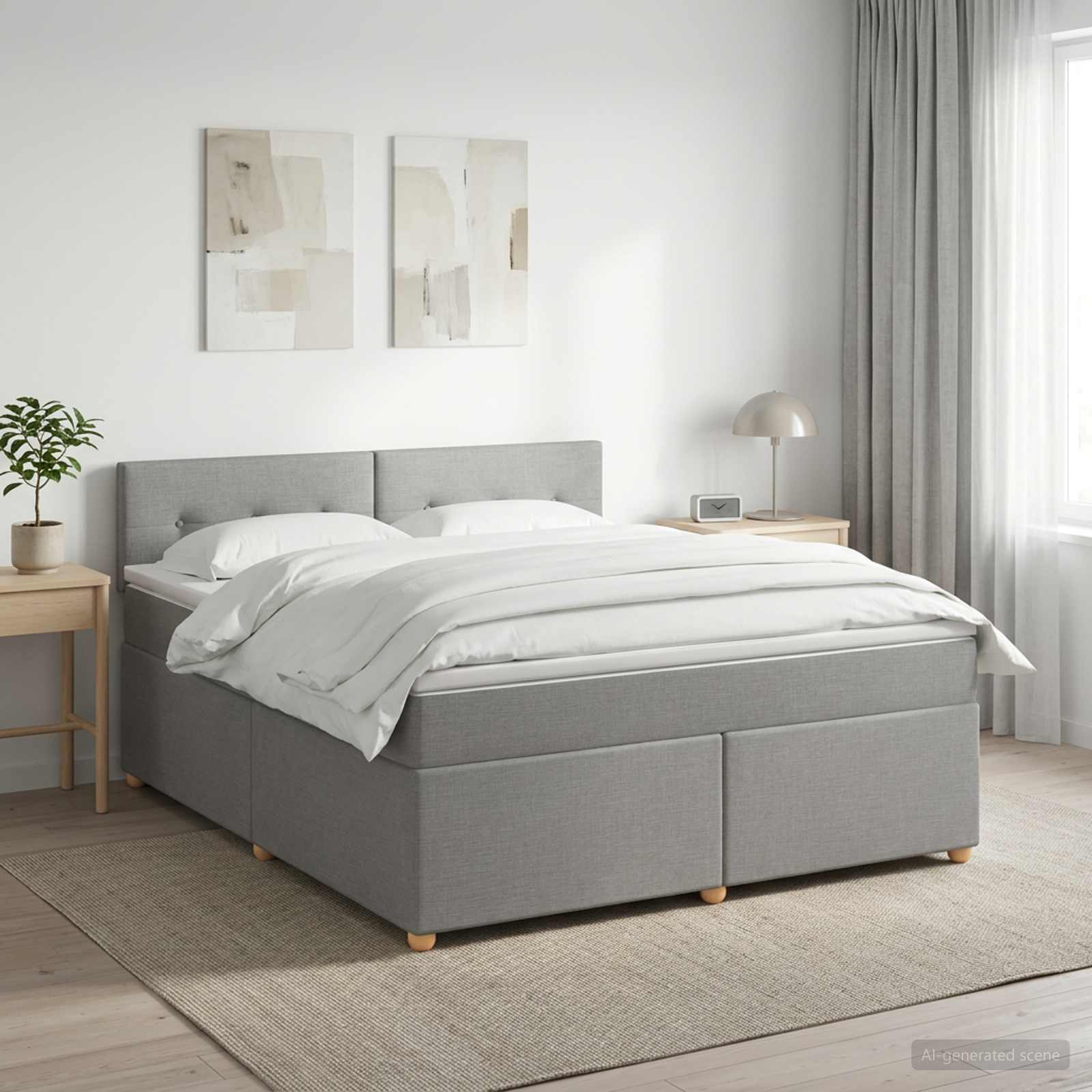 Boxspringbett mit Matratze Hellgrau 180 x 200 cm Stoff
