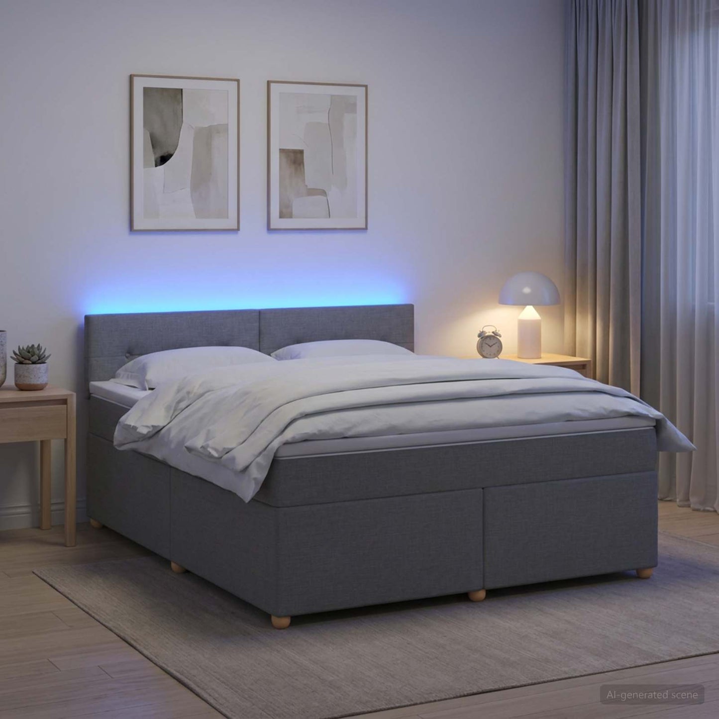 Boxspringbett mit Matratze Hellgrau 140 x 200 cm Stoff
