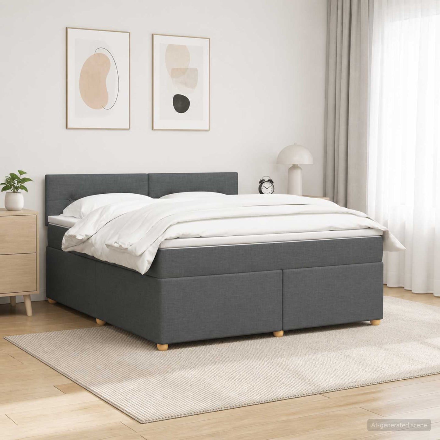 Boxspringbett mit Matratze Dunkelgrau 140 x 200 cm Stoff