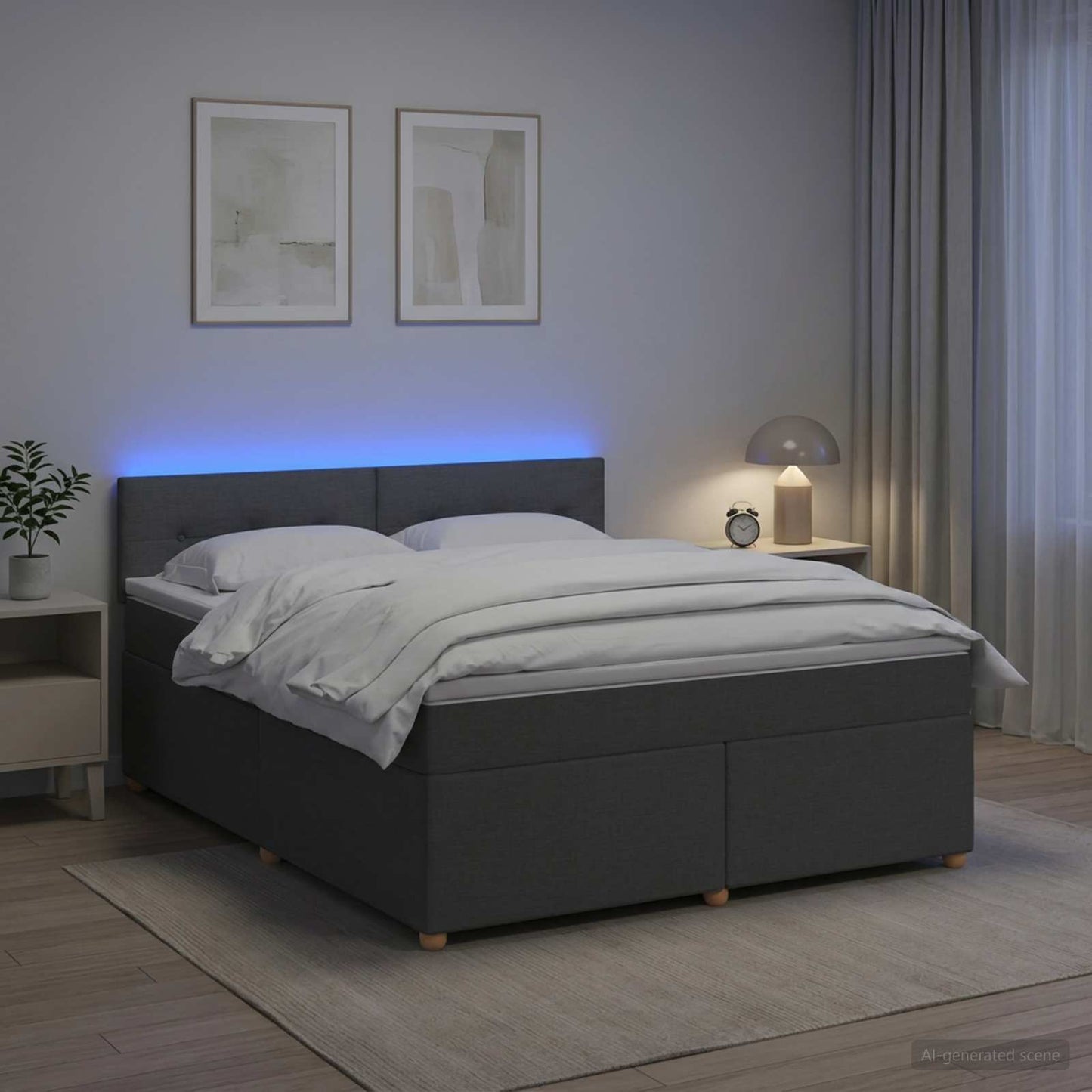 Boxspringbett mit Matratze Dunkelgrau 140 x 190 cm Stoff