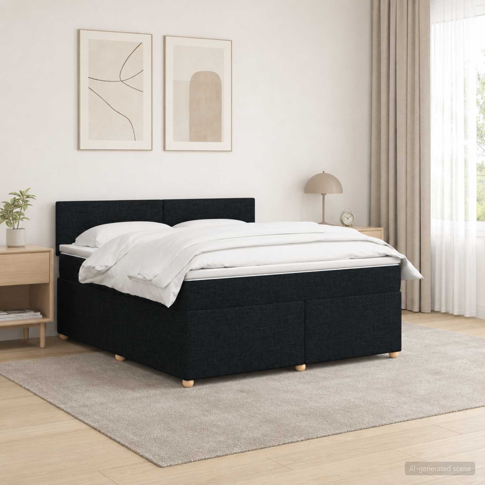 Boxspringbett mit Matratze Schwarz 140 x 190 cm Stoff