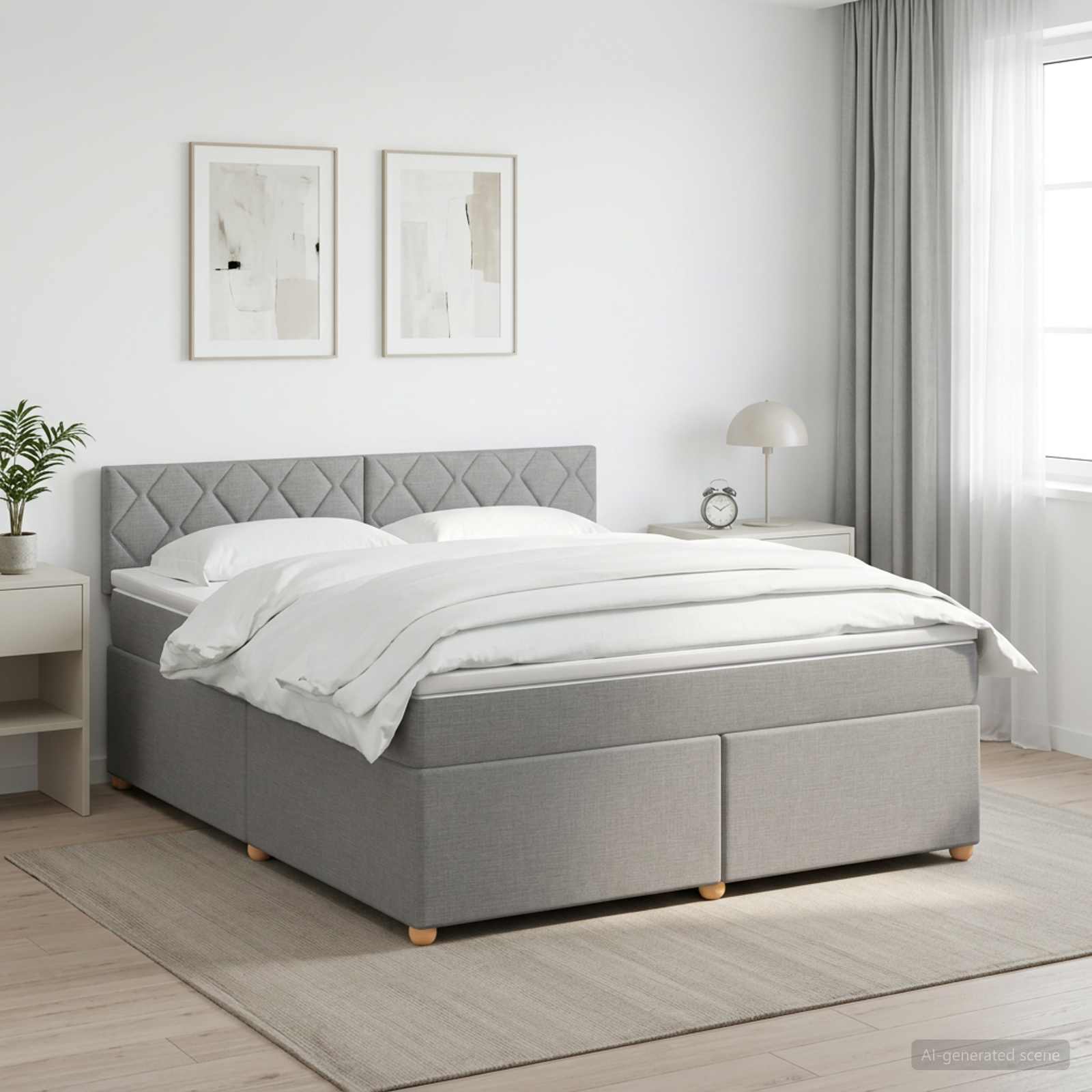 Boxspringbett mit Matratze Hellgrau 140 x 200 cm Stoff