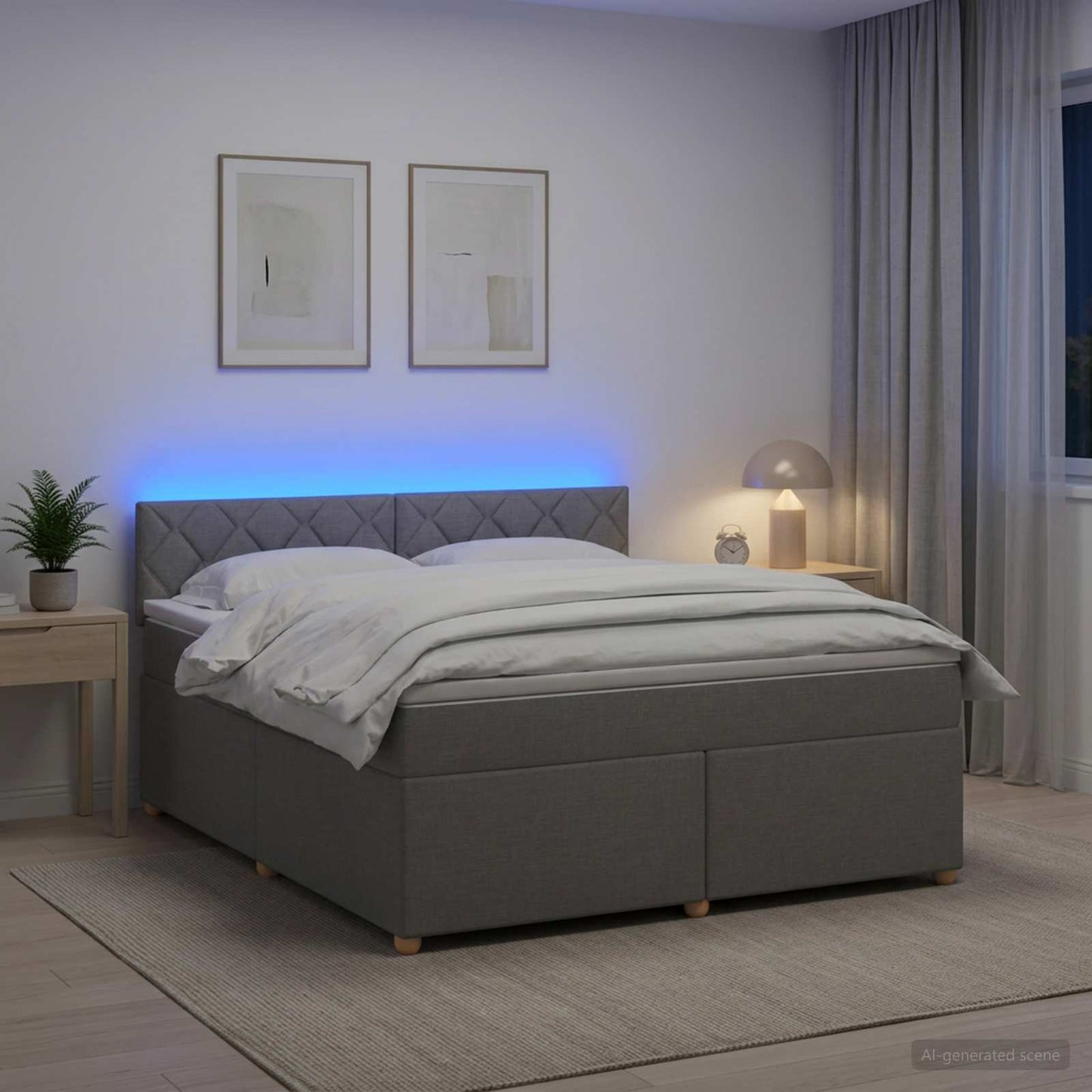 Boxspringbett mit Matratze Hellgrau 140 x 200 cm Stoff