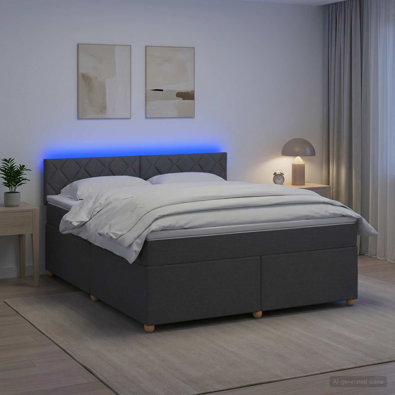 Boxspringbett mit Matratze Dunkelgrau 180 x 200 cm Stoff