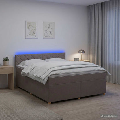 Boxspringbett mit Matratze Taupe 160 x 200 cm Stoff