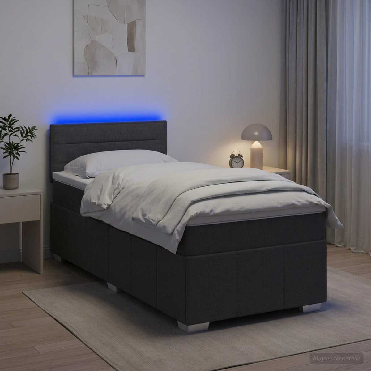 Boxspringbett mit Matratze Dunkelgrau 90 x 190 cm Stoff