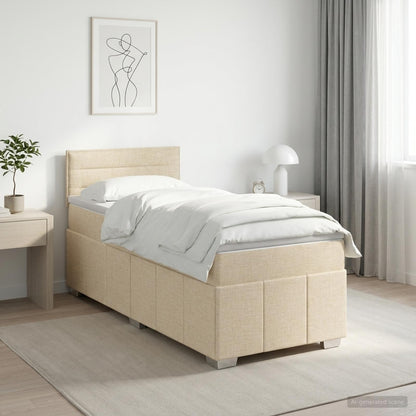 Boxspringbett mit Matratze mit Kopfteil Creme 90 x 200 cm Stoff