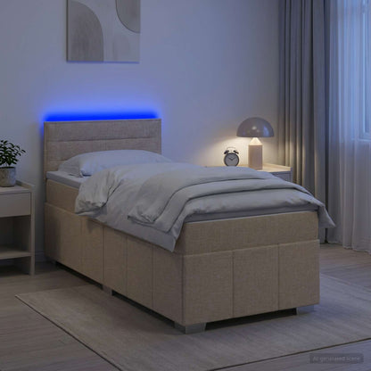 Boxspringbett mit Matratze mit Kopfteil Creme 90 x 200 cm Stoff