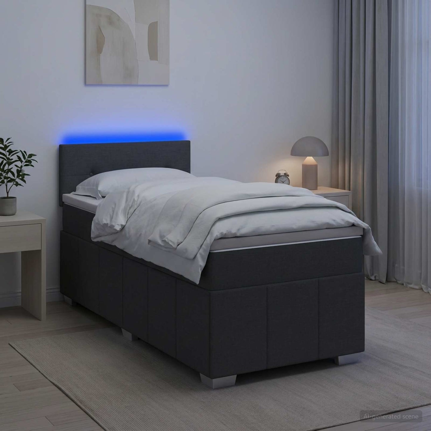Boxspringbett mit Matratze Dunkelgrau 80 x 200 cm Stoff