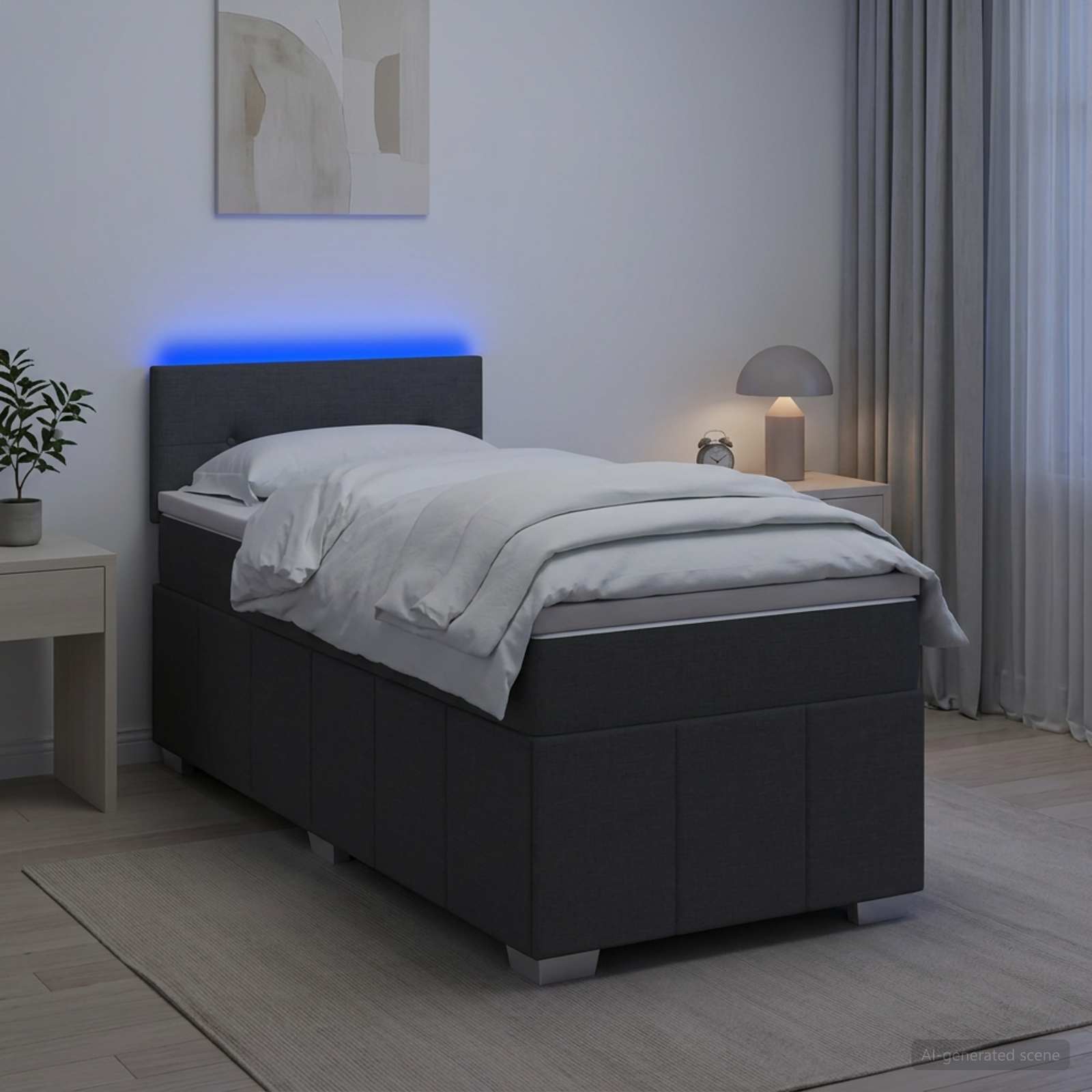 Boxspringbett mit Matratze Dunkelgrau 80 x 200 cm Stoff