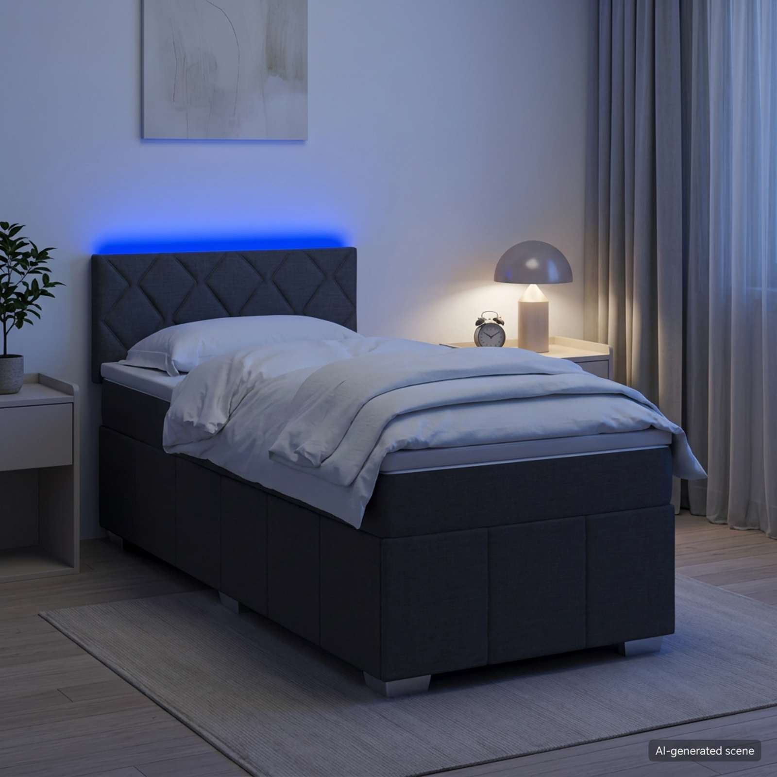 Boxspringbett mit Matratze Dunkelgrau 80 x 200 cm Stoff
