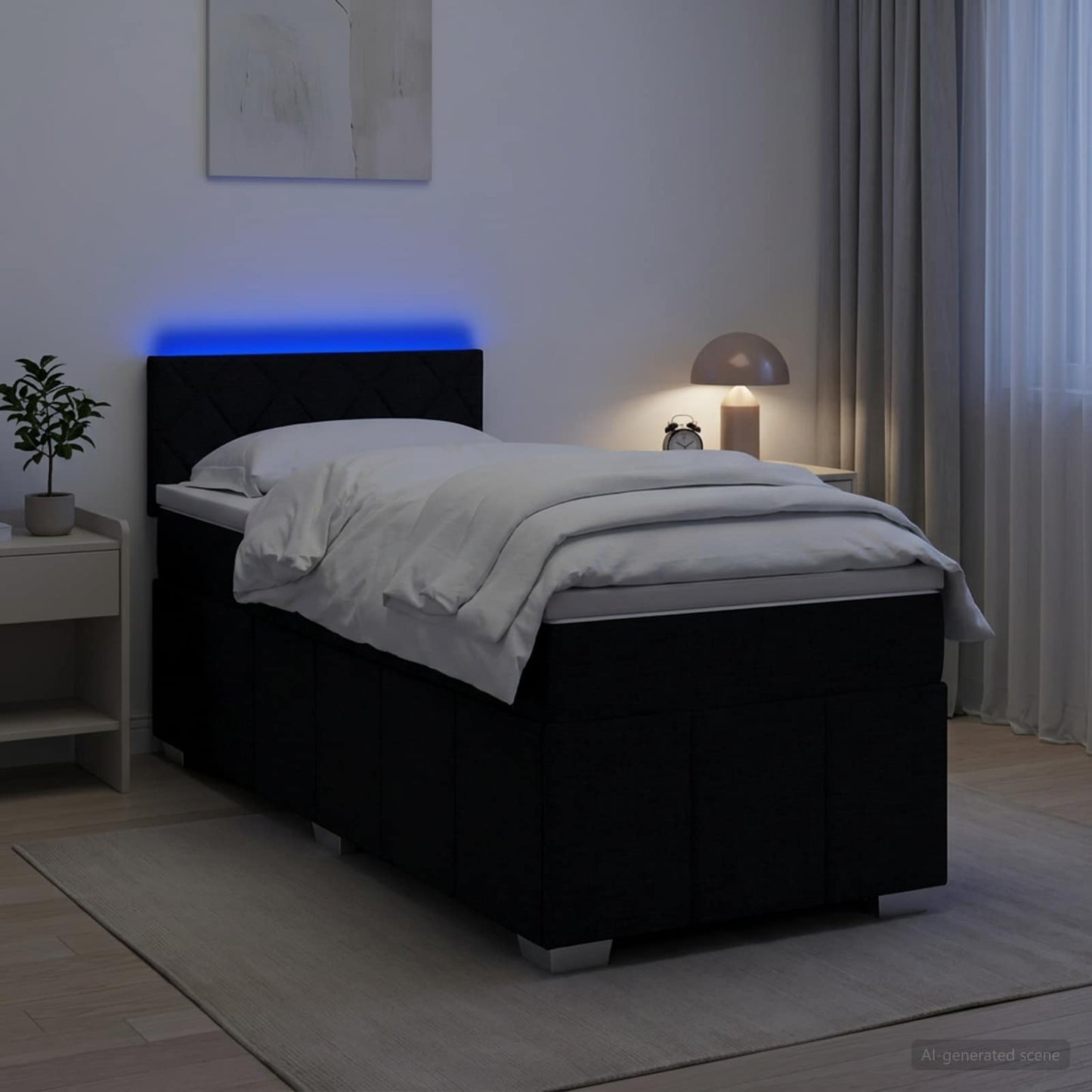 Boxspringbett mit Matratze Schwarz 90 x 200 cm Stoff