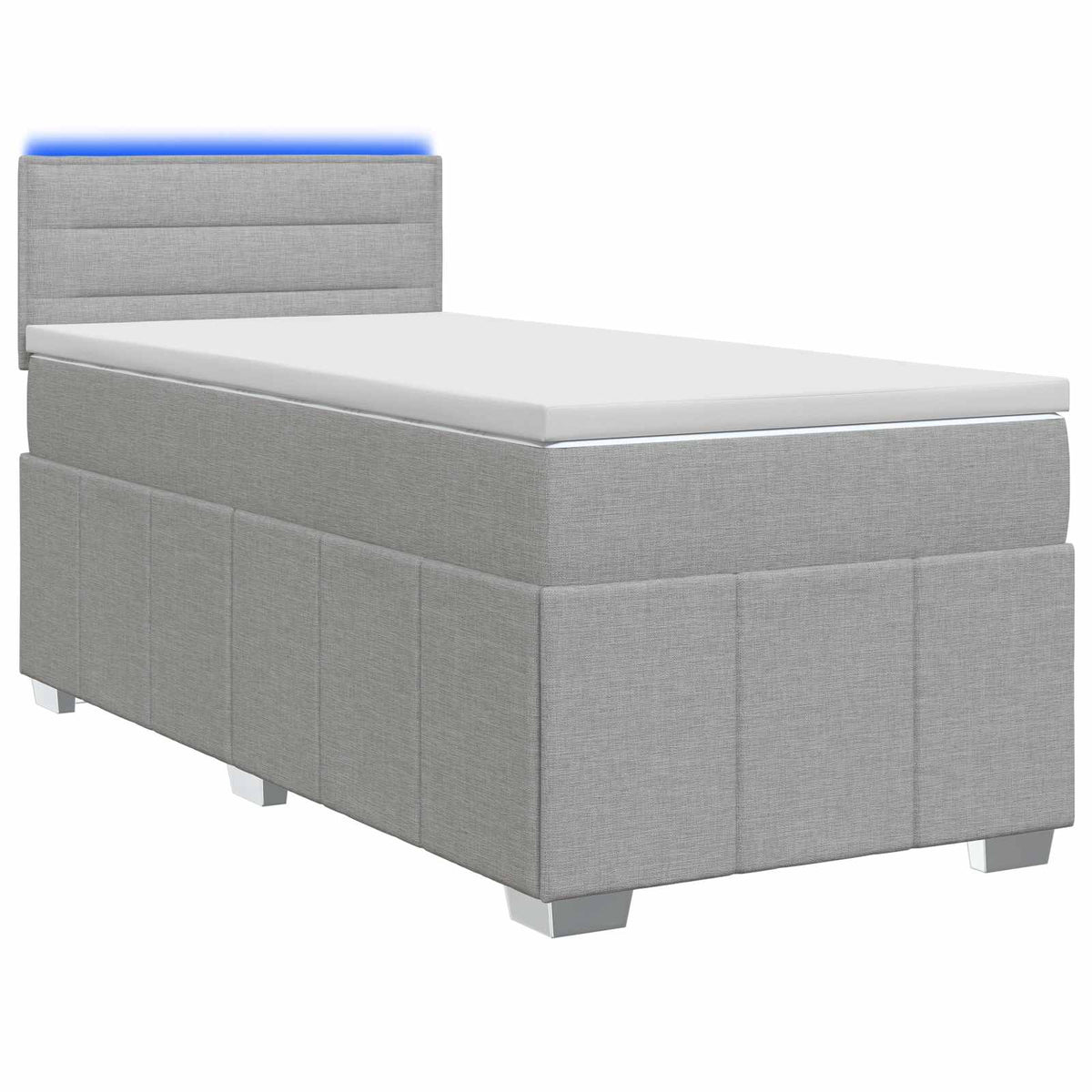 Boxspringbett mit Matratze Hellgrau 90 x 200 cm Stoff