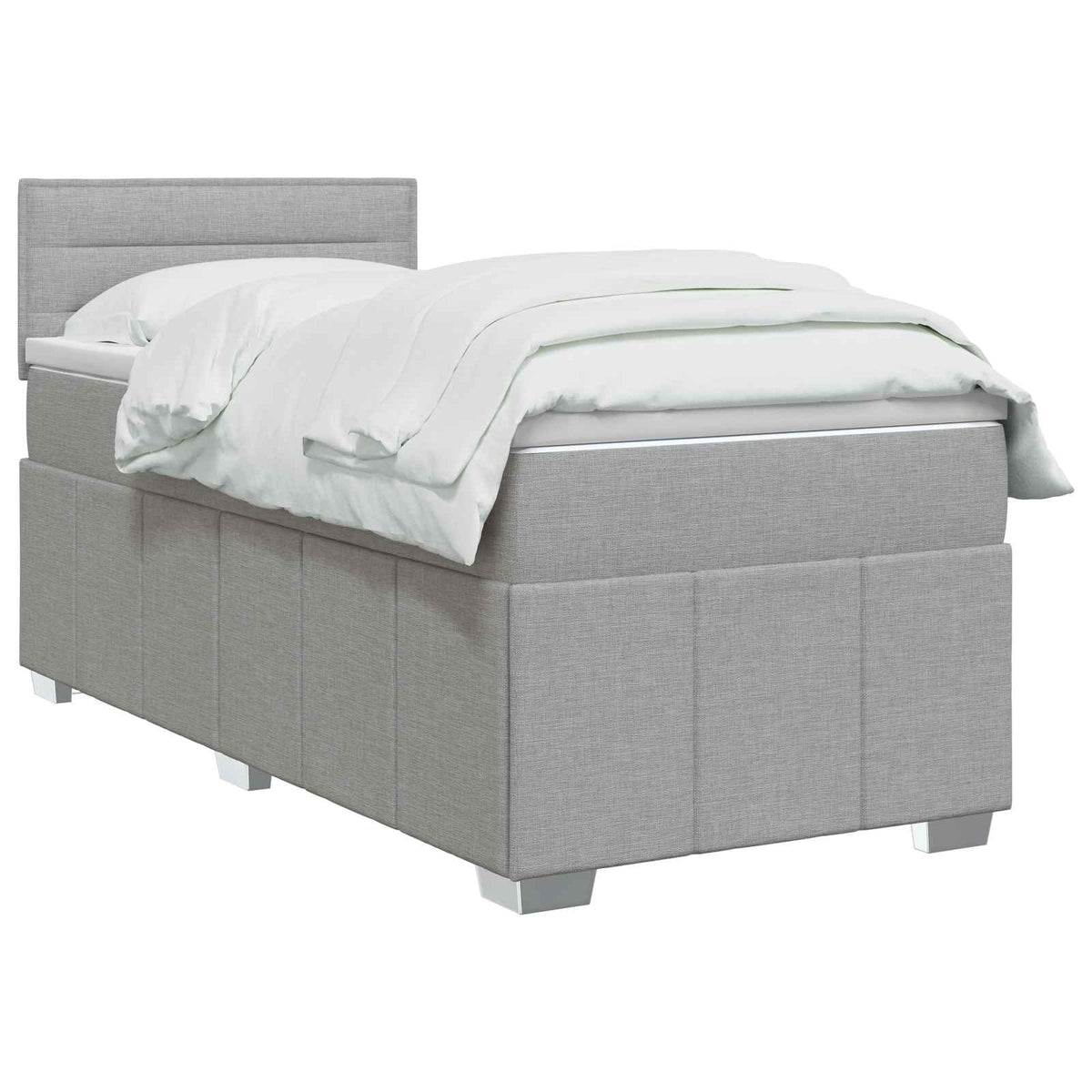 Boxspringbett mit Matratze Hellgrau 90 x 200 cm Stoff