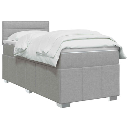 Boxspringbett mit Matratze Hellgrau 90 x 200 cm Stoff