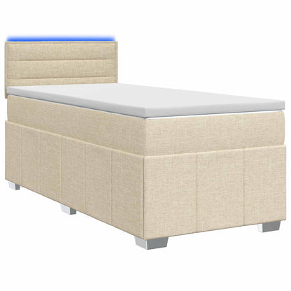 Boxspringbett mit Matratze mit Kopfteil Creme 90 x 200 cm Stoff