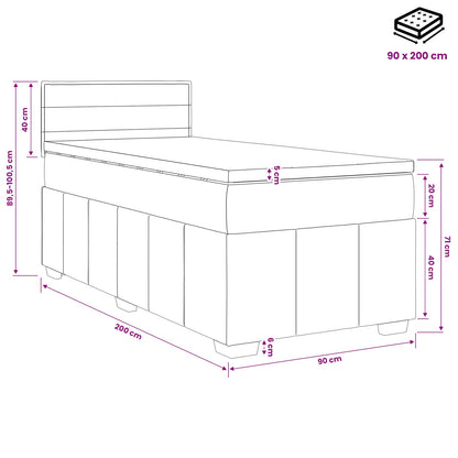 Boxspringbett mit Matratze mit Kopfteil Creme 90 x 200 cm Stoff