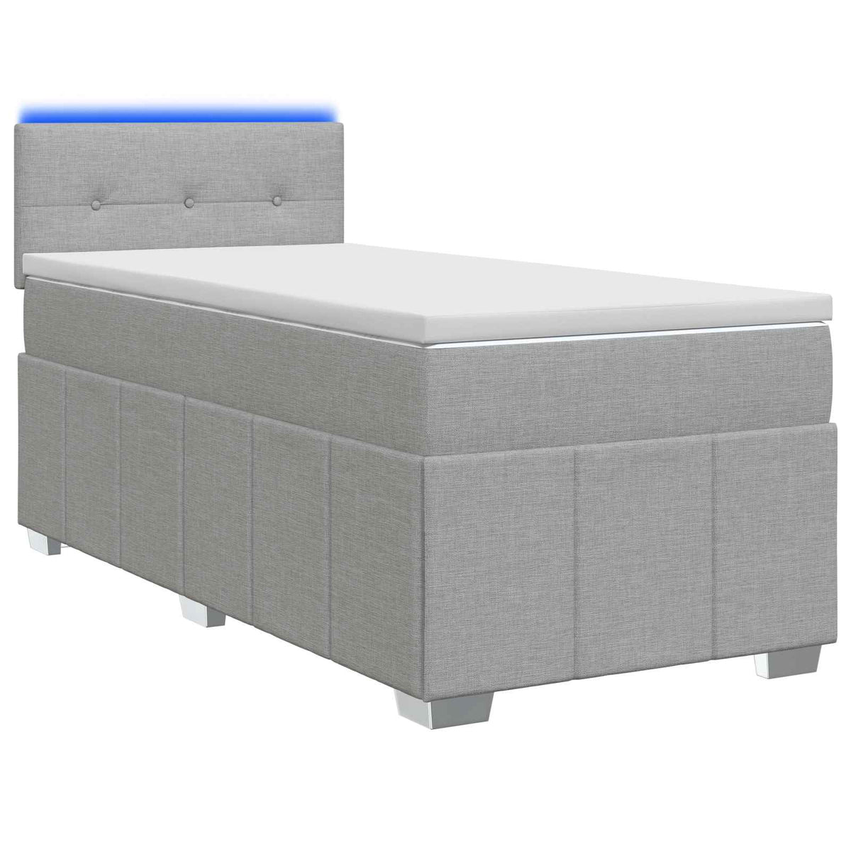 Boxspringbett mit Matratze Hellgrau 90 x 200 cm Stoff