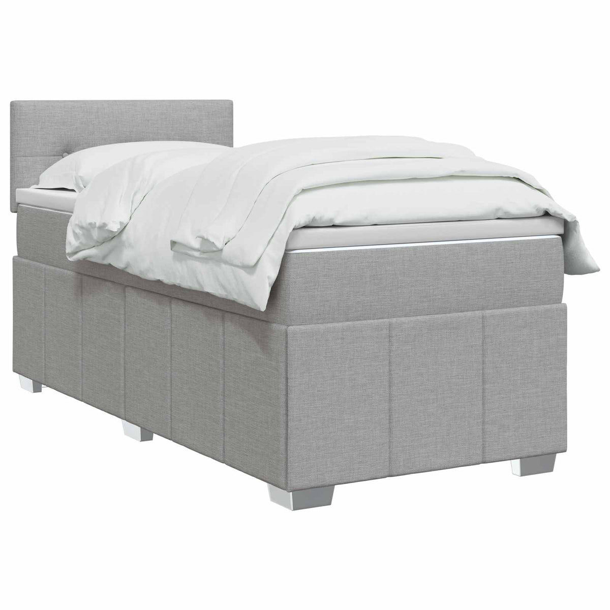 Boxspringbett mit Matratze Hellgrau 90 x 200 cm Stoff