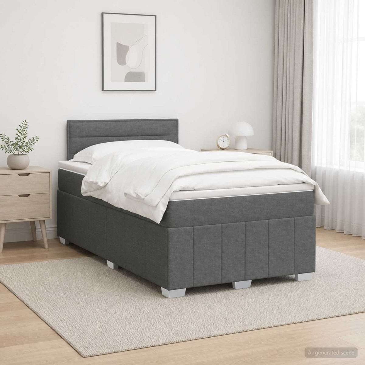 Boxspringbett mit Matratze Dunkelgrau 120 x 190 cm Stoff
